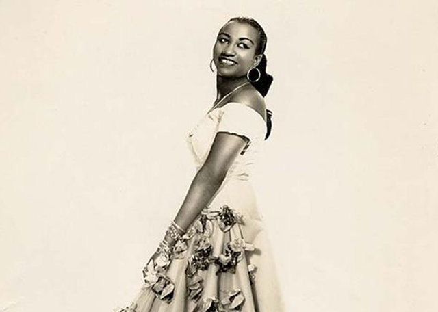 Celia Cruz in Cuba, ca. 1950’s. (Photo by Narcy Studios, Cuba, courtesy of Omer Pardillo-Cid.)